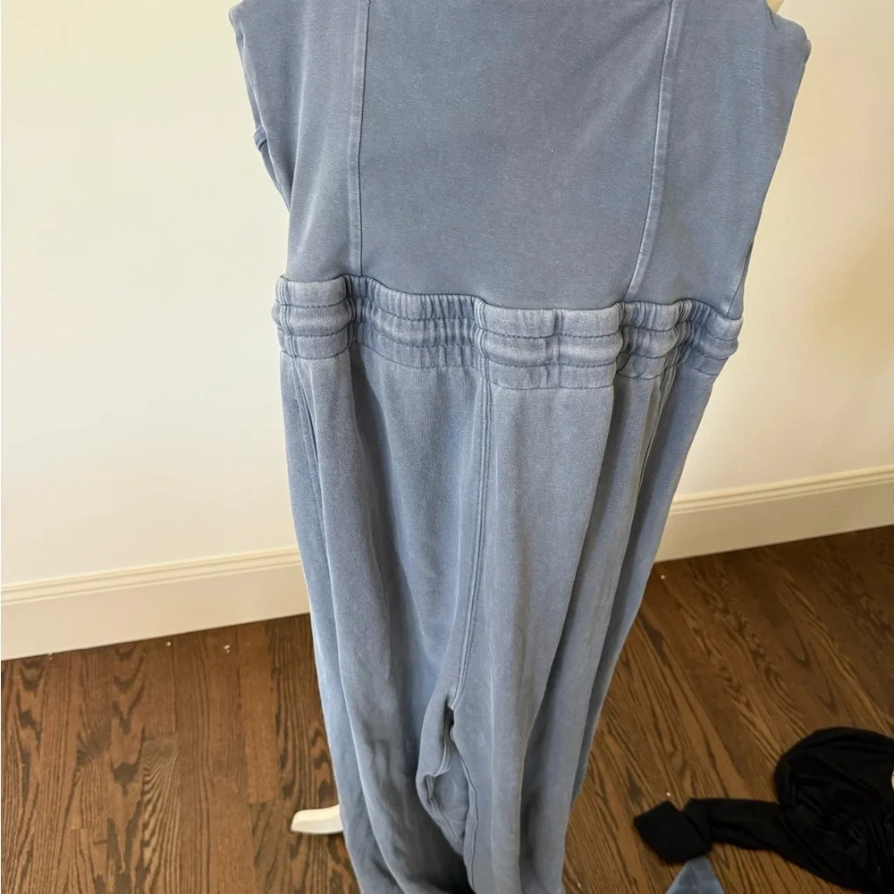 Free People Blue Denim-Look Jumpsuit
